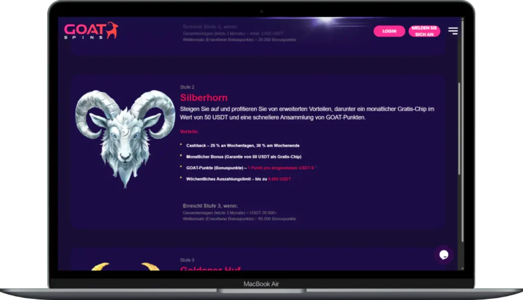 VIP-Mitglied werden bei Goat Spins